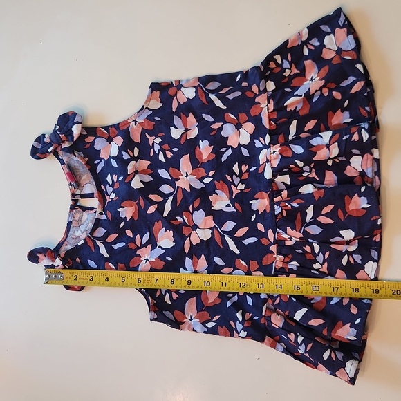 Vince Camuto Navy Blue Floral Linen Peplum Tank And Shorts Set Size 10 - Picture 7 of 9